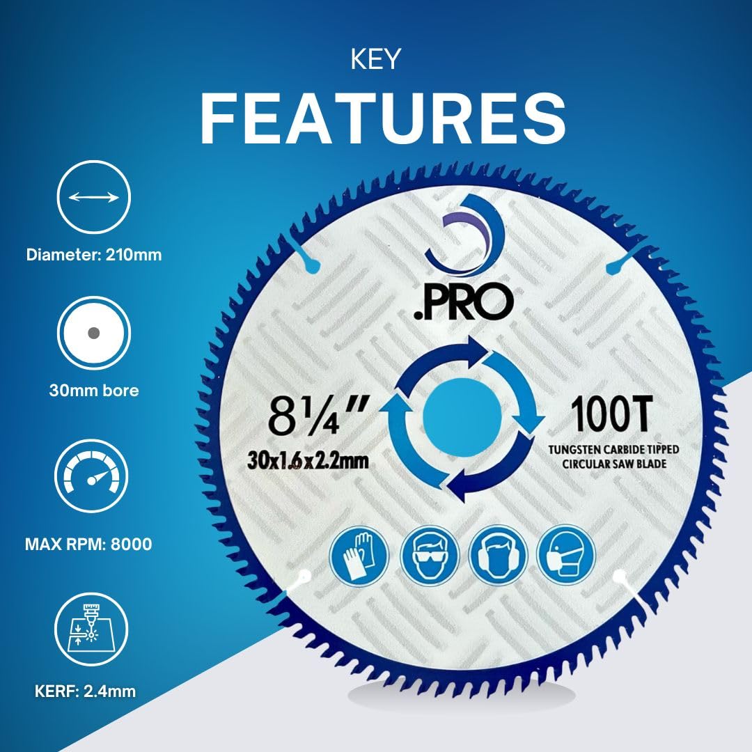 TCT Circular Saw Blade - 210mm 100T for Splinter-Free Wood & Plywood Cuts