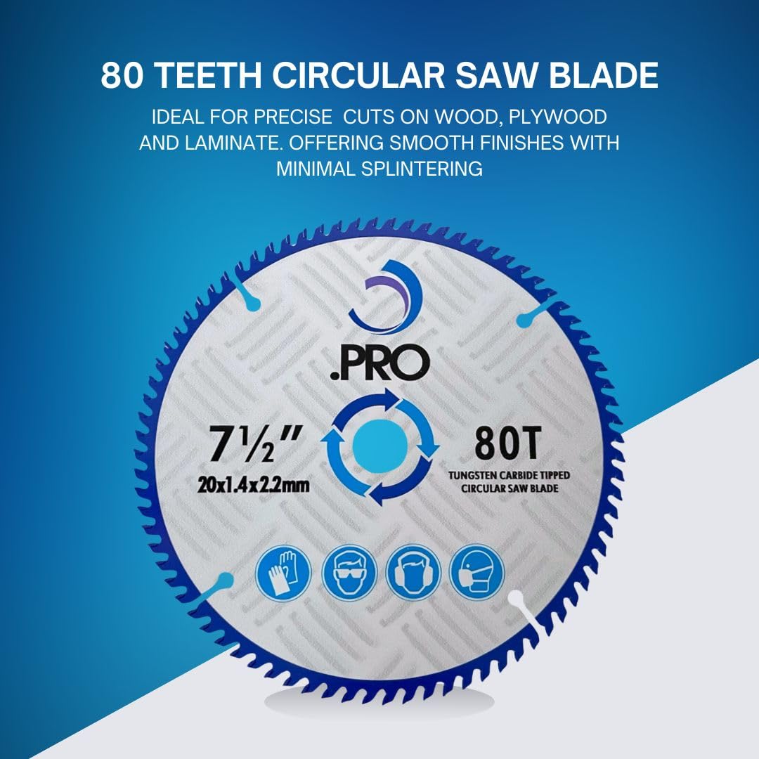 TCT Circular Saw Blade - 190mm 80T (30mm Bore + 25,20,16mm Reduction Rings)