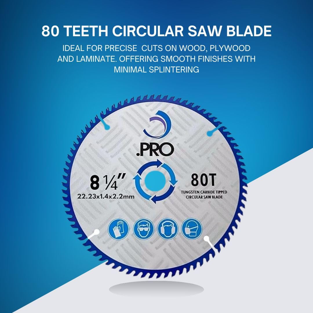 210mm TCT Circular Saw Blade 80T - 22mm Bore Professional Wood Cutting