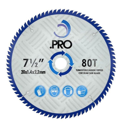 TCT Circular Saw Blade - 190mm 80T (30mm Bore + 25,20,16mm Reduction Rings)